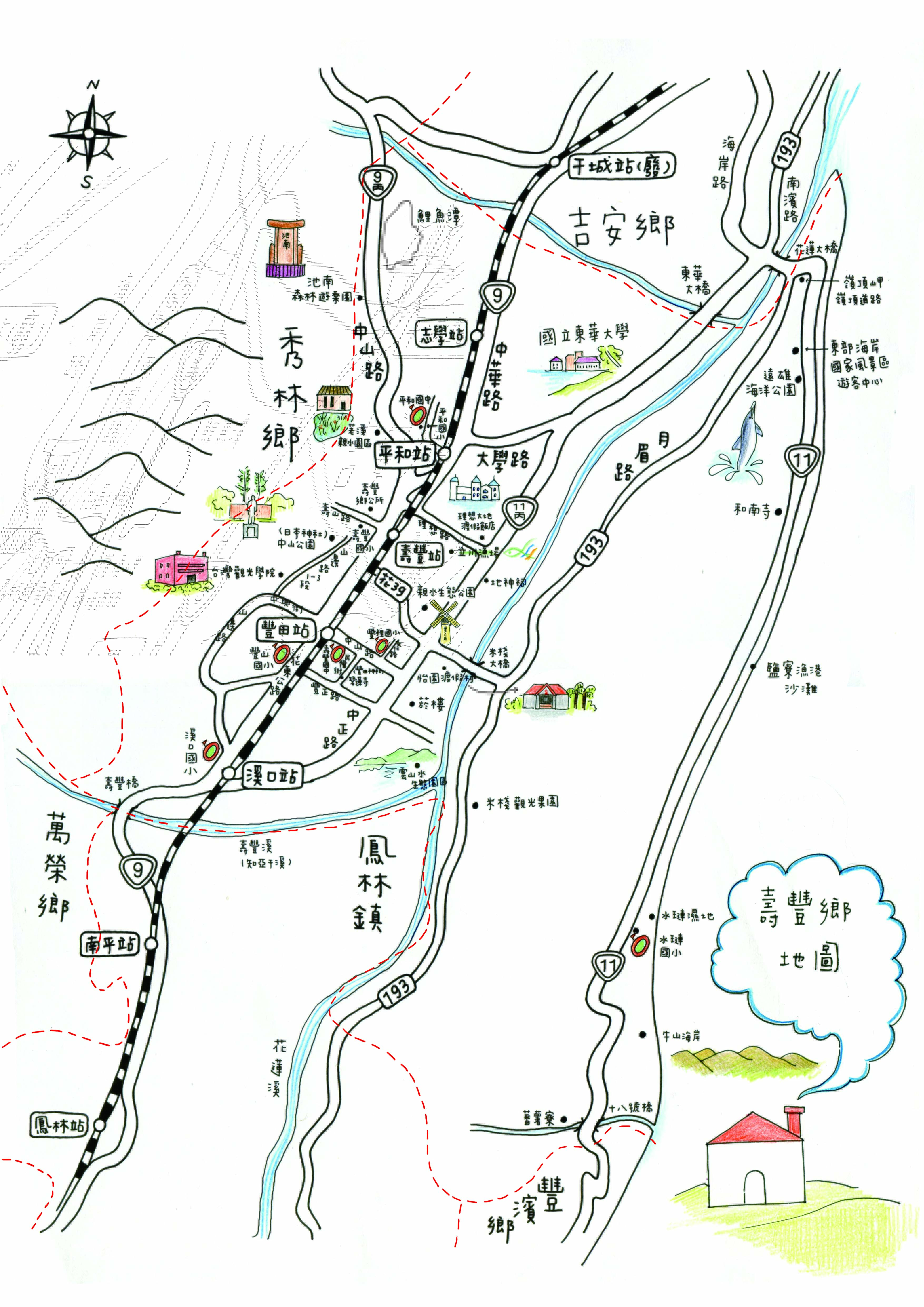 Shoufeng Township Map